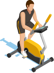 Illustration of man exercising on a stationary bike