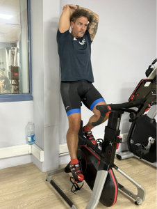 Darren Lee, a trainer on Ciclozone, an indoor cycling app